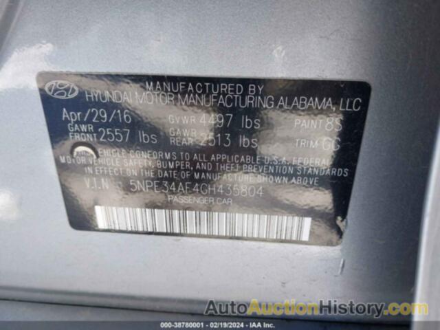 HYUNDAI SONATA SPORT/LIMITED, 5NPE34AF4GH435804