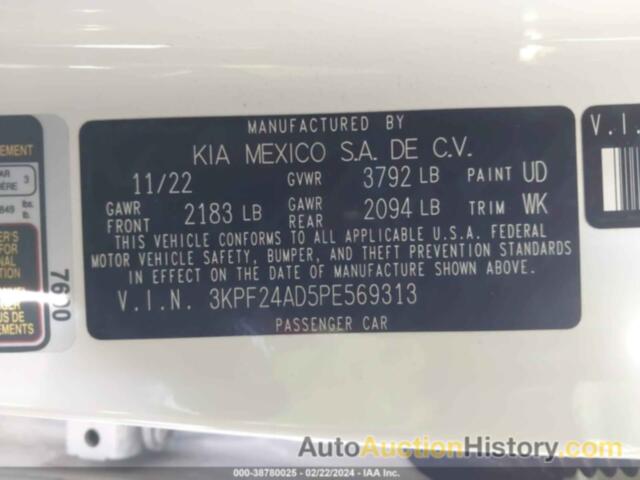 KIA FORTE LX, 3KPF24AD5PE569313