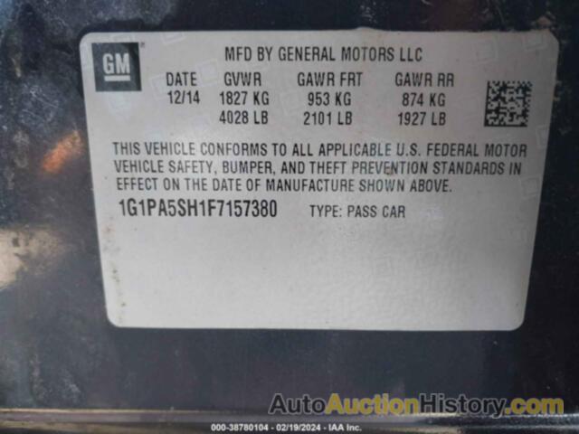 CHEVROLET CRUZE LS AUTO, 1G1PA5SH1F7157380