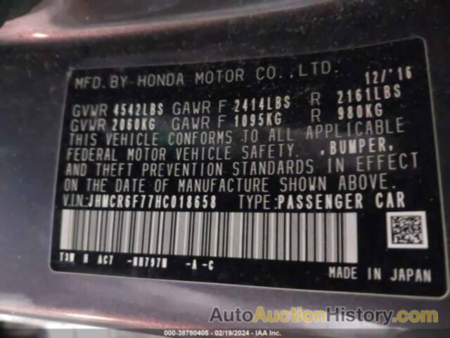 HONDA ACCORD TOURING HYBRID, JHMCR6F77HC018658