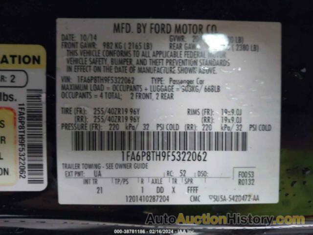 FORD MUSTANG ECOBOOST, 1FA6P8TH9F5322062