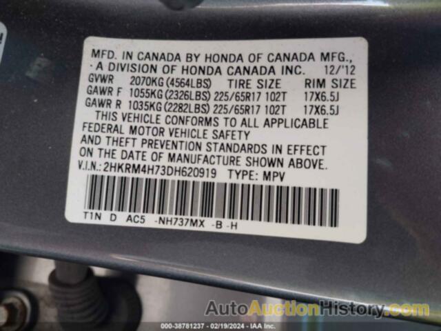 HONDA CR-V EX-L, 2HKRM4H73DH620919