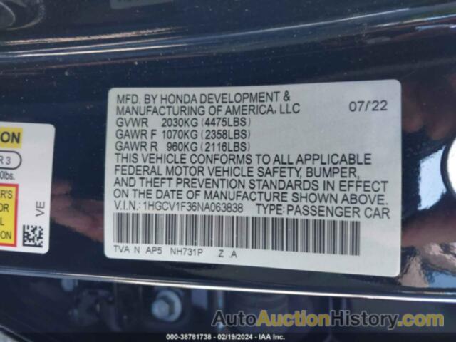 HONDA ACCORD SPORT, 1HGCV1F36NA063838