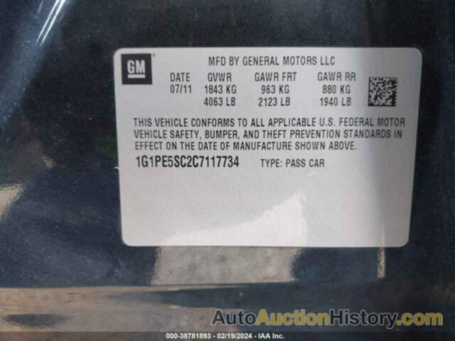 CHEVROLET CRUZE LT, 1G1PE5SC2C7117734