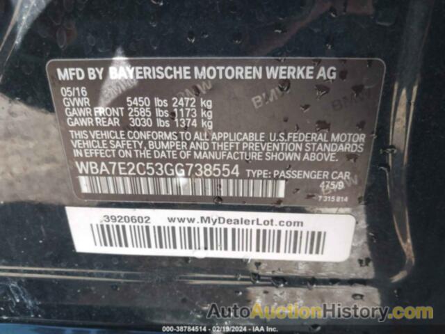 BMW 740I, WBA7E2C53GG738554