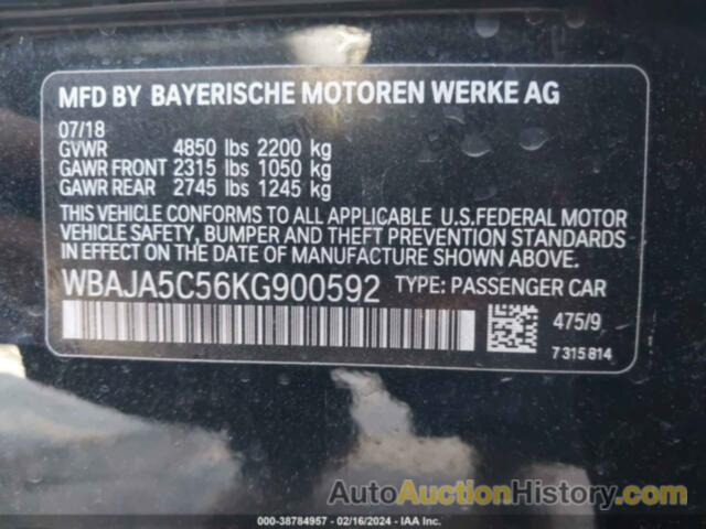 BMW 530I, WBAJA5C56KG900592