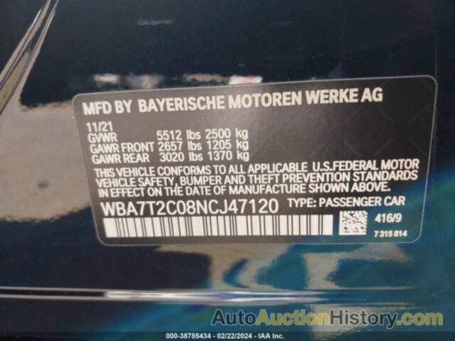 BMW 740 I, WBA7T2C08NCJ47120