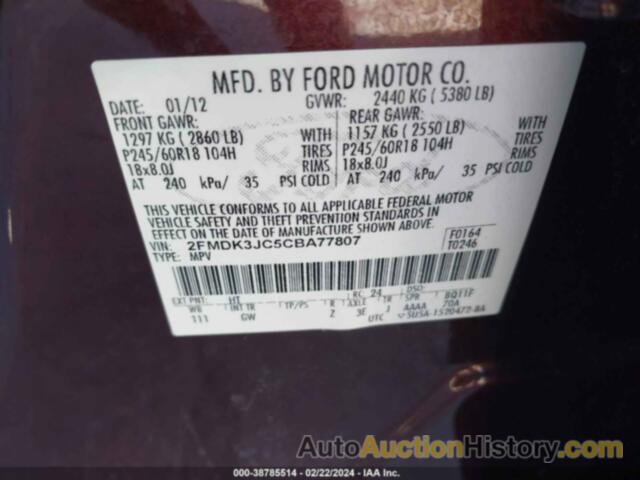 FORD EDGE SEL, 2FMDK3JC5CBA77807