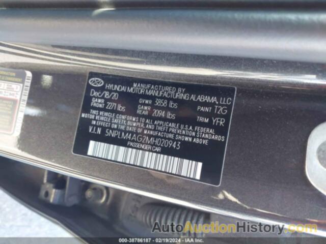 HYUNDAI ELANTRA SEL, 5NPLM4AG2MH020943