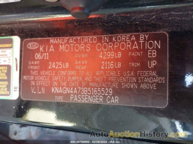 KIA OPTIMA EX, KNAGN4A73B5165529