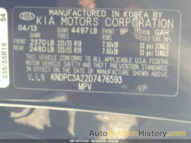 KIA SPORTAGE EX, KNDPC3A22D7476593