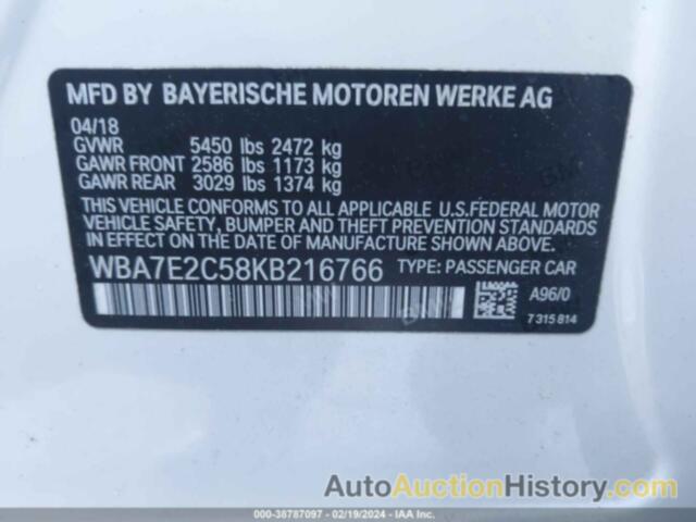 BMW 740 I, WBA7E2C58KB216766