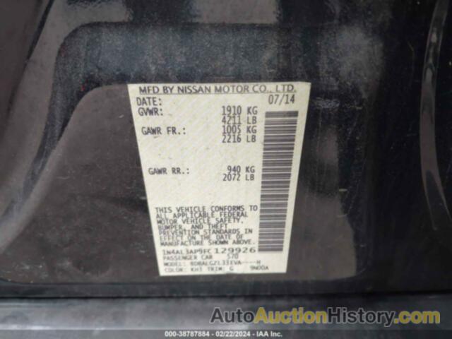 NISSAN ALTIMA 2.5 S, 1N4AL3AP9FC129926