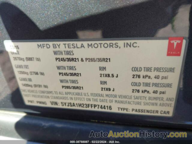 TESLA MODEL S 70D/85D/P85D, 5YJSA1H23FFP74416