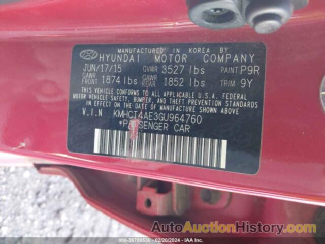 HYUNDAI ACCENT SE, KMHCT4AE3GU964760