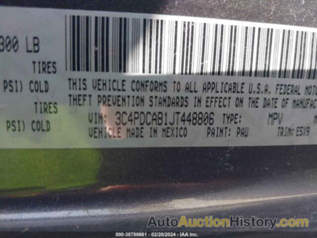 DODGE JOURNEY SE, 3C4PDCAB1JT448806