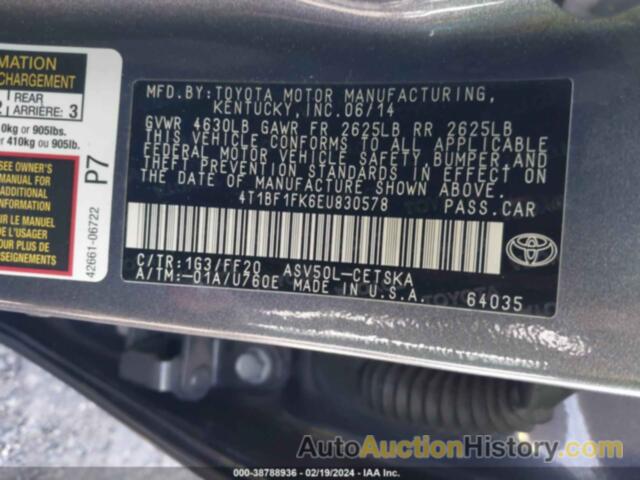 TOYOTA CAMRY SE, 4T1BF1FK6EU830578