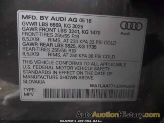 AUDI Q7 3.0T PREMIUM, WA1LAAF71JD045859