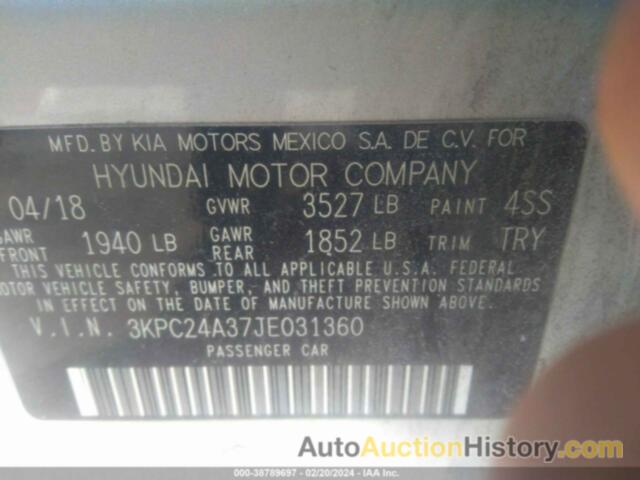 HYUNDAI ACCENT SE/SEL, 3KPC24A37JE031360