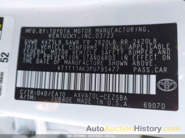 TOYOTA CAMRY SE, 4T1T11AK3PU795477