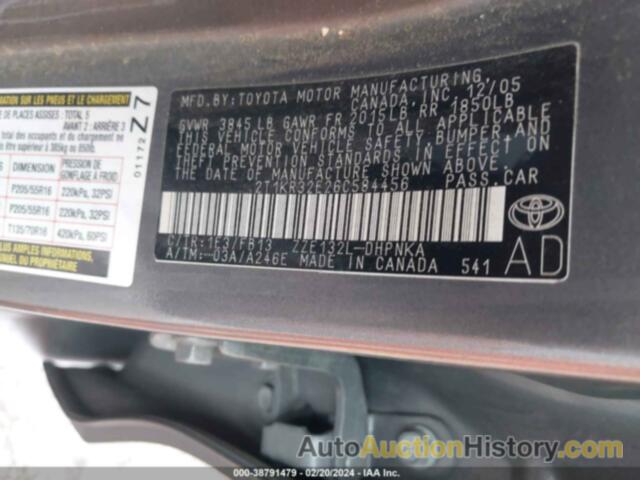 TOYOTA COROLLA MATRIX XR, 2T1KR32E26C584456