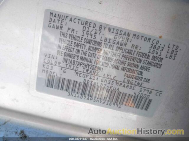 NISSAN SENTRA SV, 3N1AB7AP5HY258991