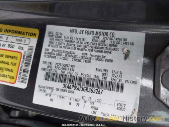 FORD FUSION ENERGI TITANIUM, 3FA6P0SU3GR363267