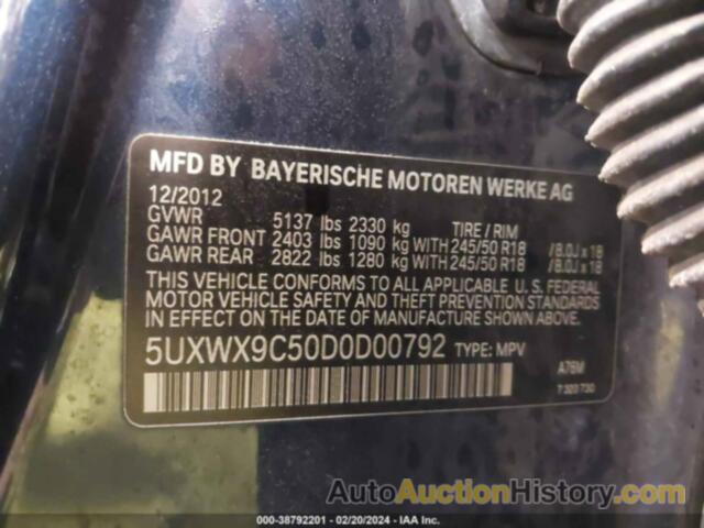 BMW X3 XDRIVE28I, 5UXWX9C50D0D00792