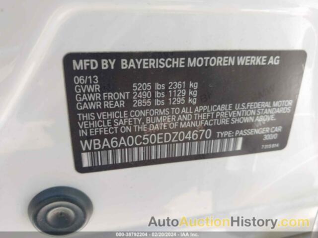 BMW 640I GRAN COUPE, WBA6A0C50EDZ04670