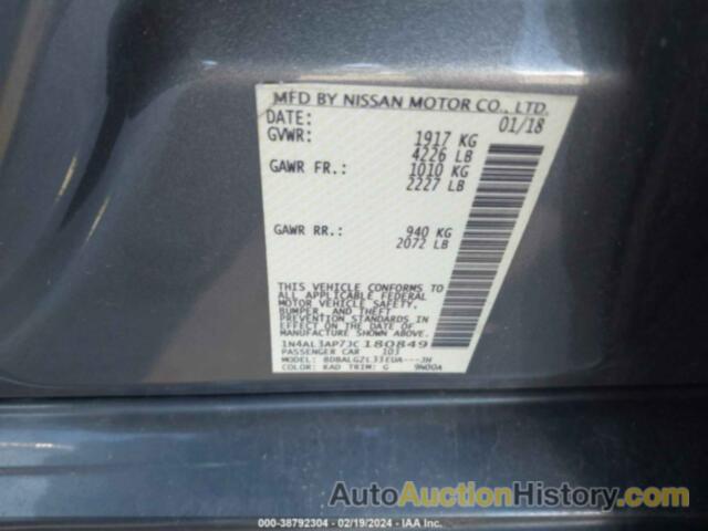 NISSAN ALTIMA 2.5/S/SV/SL/SR, 1N4AL3AP7JC180849