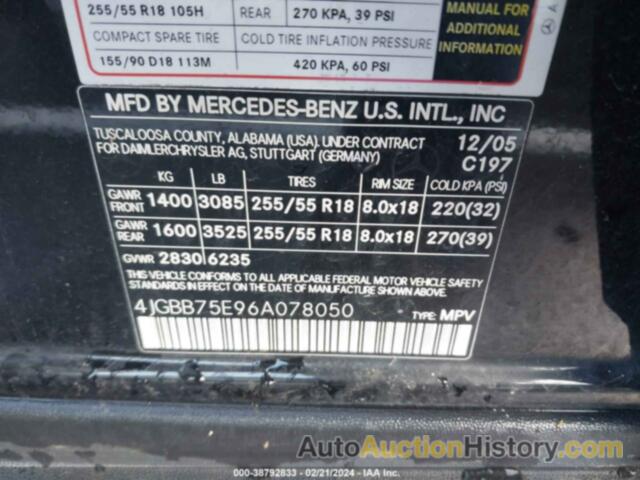 MERCEDES-BENZ ML 500 4MATIC, 4JGBB75E96A078050