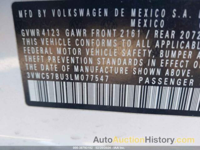 VOLKSWAGEN JETTA S/SE/R-LINE, 3VWC57BU3LM077547