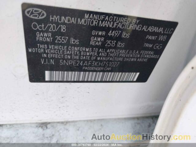 HYUNDAI SONATA SE, 5NPE24AF3KH751027