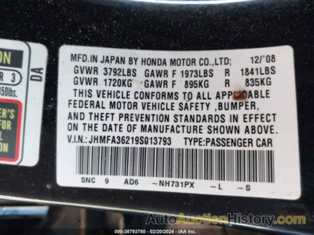 HONDA CIVIC HYBRID HYBRID, JHMFA36219S013793