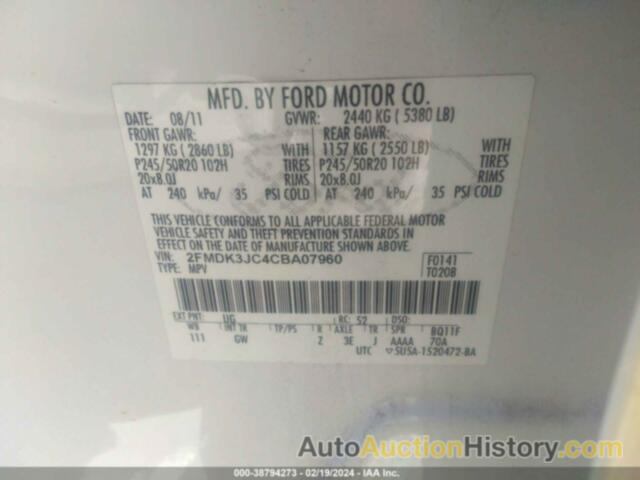 FORD EDGE SEL, 2FMDK3JC4CBA07960