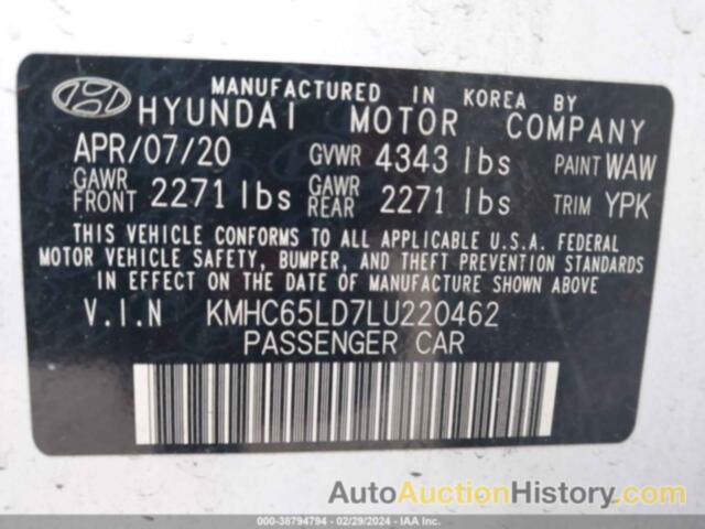 HYUNDAI IONIQ PLUG-IN HYBRID SE, KMHC65LD7LU220462