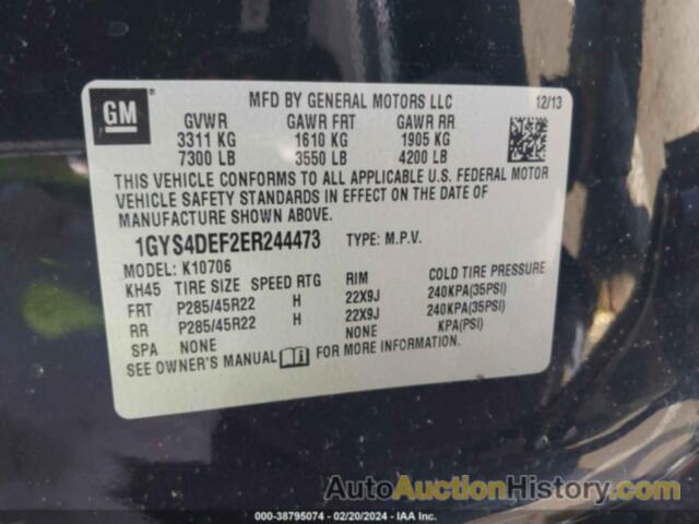 CADILLAC ESCALADE PLATINUM, 1GYS4DEF2ER244473