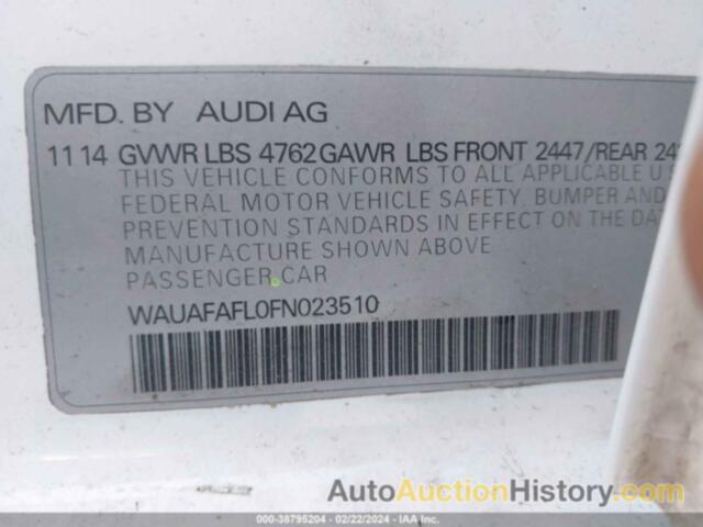 AUDI A4 2.0T PREMIUM, WAUAFAFL0FN023510