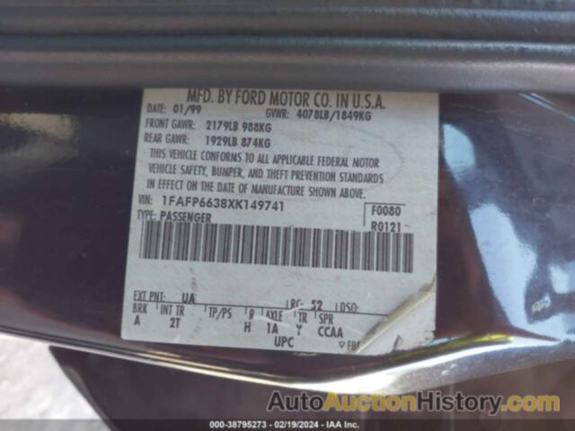 FORD CONTOUR SE, 1FAFP6638XK149741