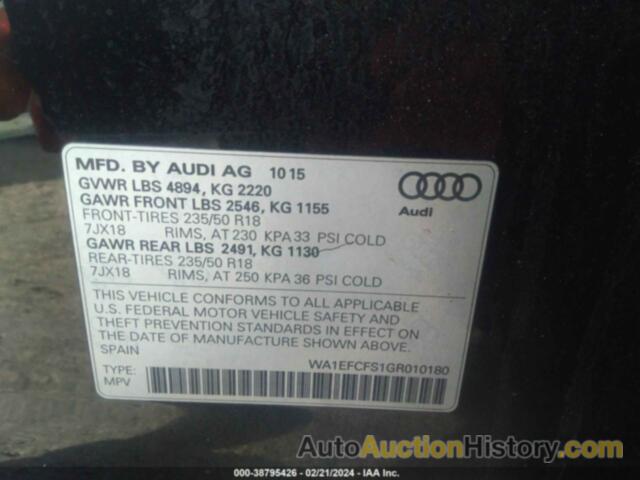 AUDI Q3 2.0T PREMIUM PLUS, WA1EFCFS1GR010180