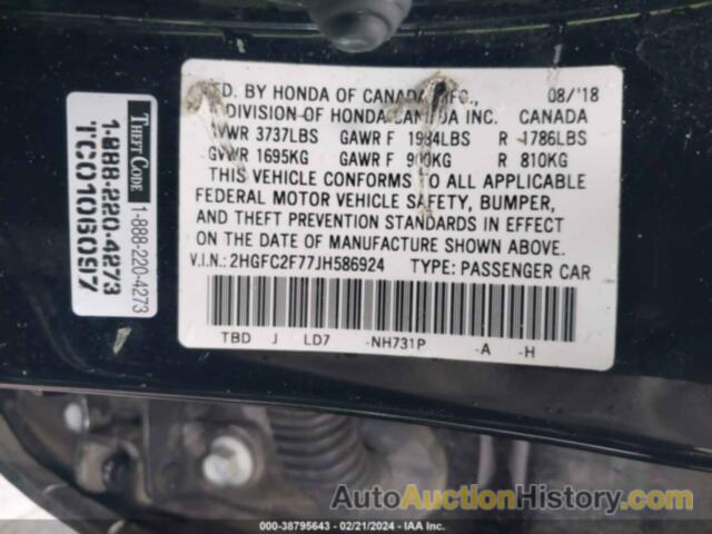 HONDA CIVIC EX, 2HGFC2F77JH586924