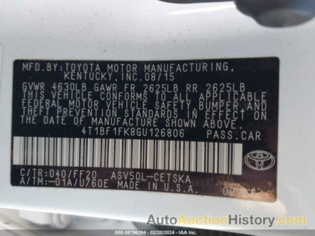 TOYOTA CAMRY SE, 4T1BF1FK8GU126806