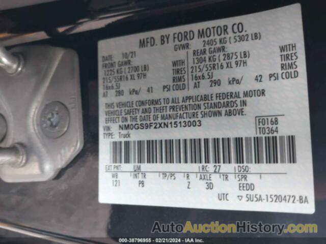 FORD TRANSIT CONNECT XLT PASSENGER, NM0GS9F2XN1513003