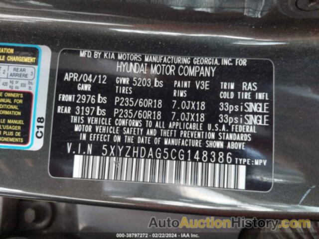 HYUNDAI SANTA FE SE, 5XYZHDAG5CG148386