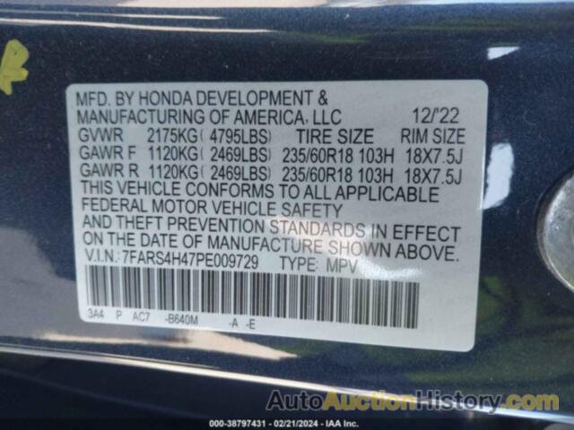 HONDA CR-V EX AWD, 7FARS4H47PE009729