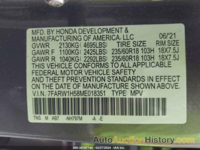 HONDA CR-V EX, 7FARW1H58ME018351