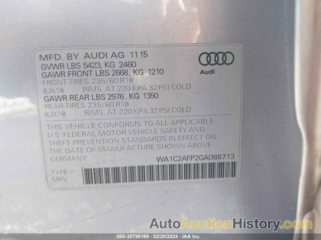 AUDI Q5 2.0T PREMIUM, WA1C2AFP2GA088713