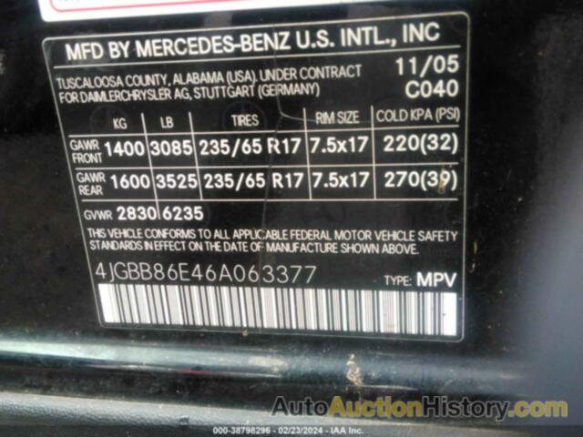 MERCEDES-BENZ ML 350 4MATIC, 4JGBB86E46A063377