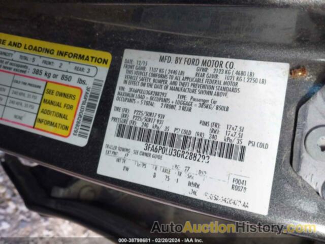 FORD FUSION SE HYBRID, 3FA6P0LU3GR288293