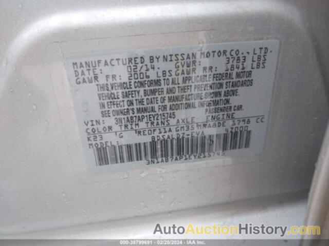 NISSAN SENTRA SV, 3N1AB7AP1EY215745